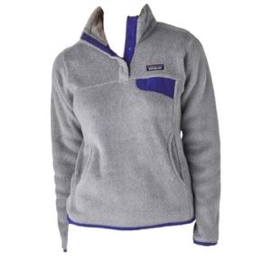 Patagonia Women's Re-Tool Snap-T® Fleece Pullover - Grey w Purple Detailing